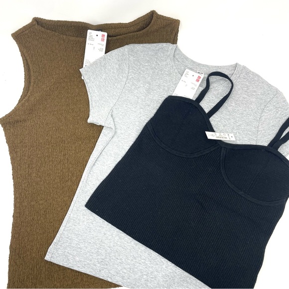 NEW Madewell and Uniclo Sweater Tank & Tshirt Bundle Black Gray Women's Small/XS - Picture 1 of 12